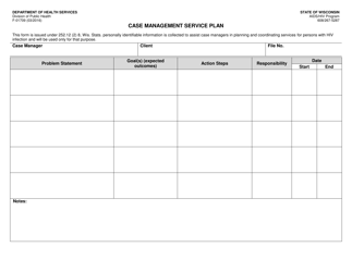 Document preview: Form F-01709 Case Management Service Plan - Wisconsin
