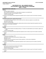 Form F-00367G Age-Specific Adl/Iadl Answer Choices for Children&#039;s Long-Term Support Programs Age: 4-6 Years - Wisconsin