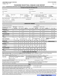 Document preview: Form F-00336 Tickborne Rickettsial Disease Case Report - Wisconsin