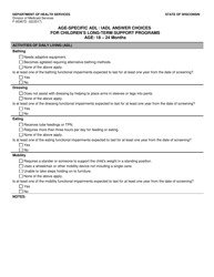 Form F-00367D &quot;Age-Specific Adl/Iadl Answer Choices for Children's Long-Term Support Programs Age: 18 to 24 Months&quot; - Wisconsin