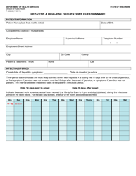 Document preview: Form F-02242 Hepatitis a High-Risk Occupations Questionnaire - Wisconsin