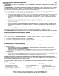 Formulario F-05291 Solicitud De Certificado De Nacimento De Wisconsin - Wisconsin (Spanish), Page 2