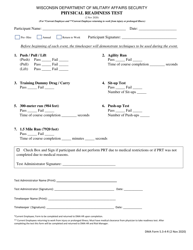 Document preview: DMA Form 5.3-4-R Physical Readiness Test - Wisconsin