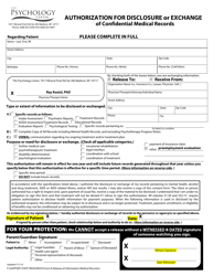 DMA Form 8 Authorization for Disclosure or Exchange of Confidential Medical Records - Wisconsin