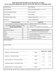 DMA Form 38-E State Training Request and out of State Travel Authorization - Wisconsin, Page 2