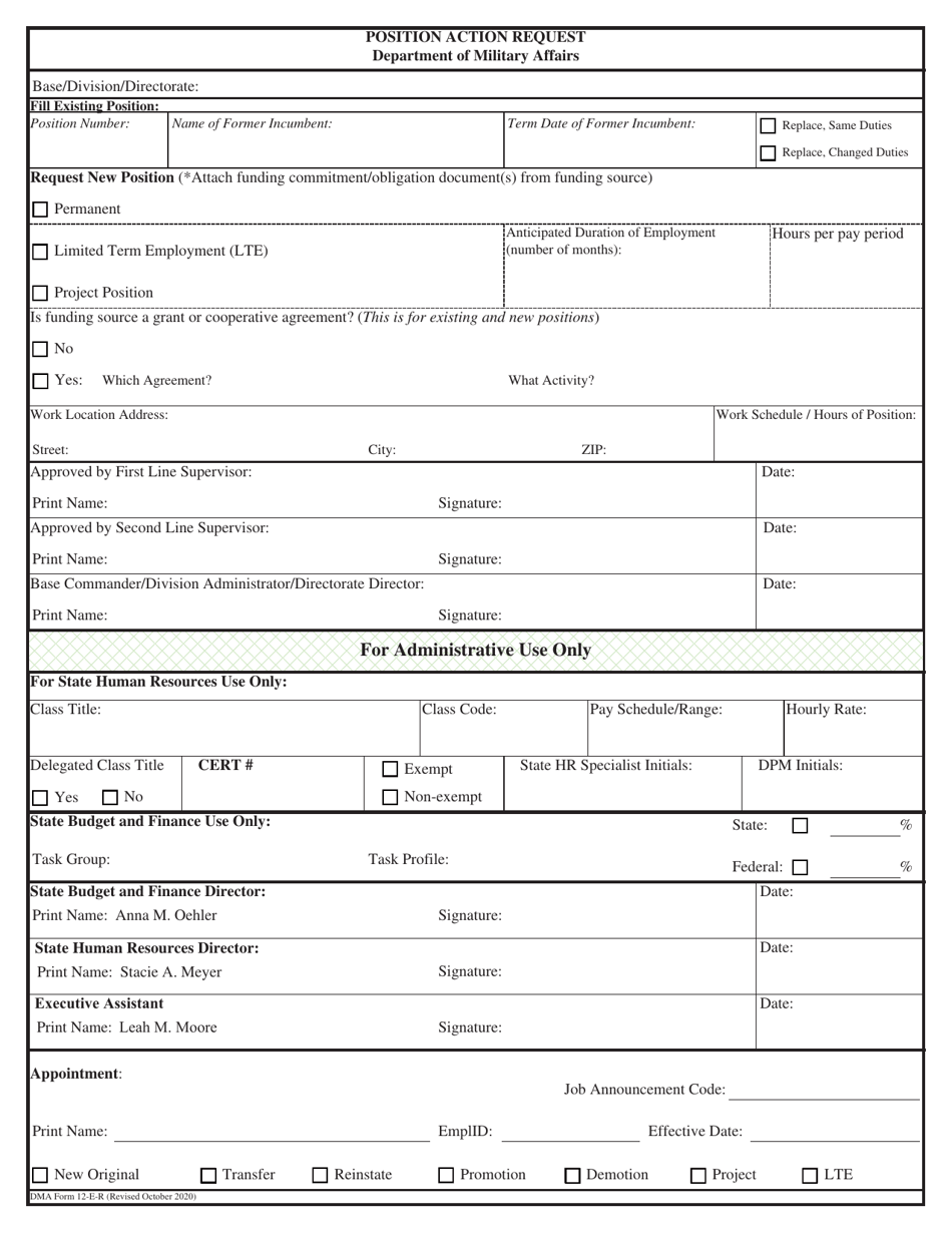 DMA Form 12-E-R - Fill Out, Sign Online and Download Fillable PDF ...