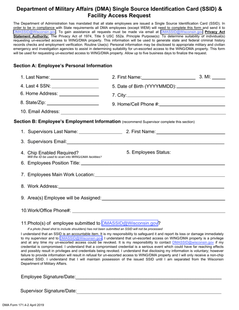 DMA Form 171.4-2  Printable Pdf