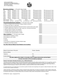 Form DOA-15336 Fitness for Duty Certification - Return to Work Release - Wisconsin, Page 2