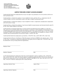 Form DOA-15519 Limited Term Employment Acknowledgment - Wisconsin