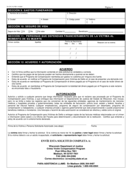 Formulario DJ-CVC-1S Solicitud Para Compensacion a Las Victimas Del Delito - Wisconsin (Spanish), Page 4