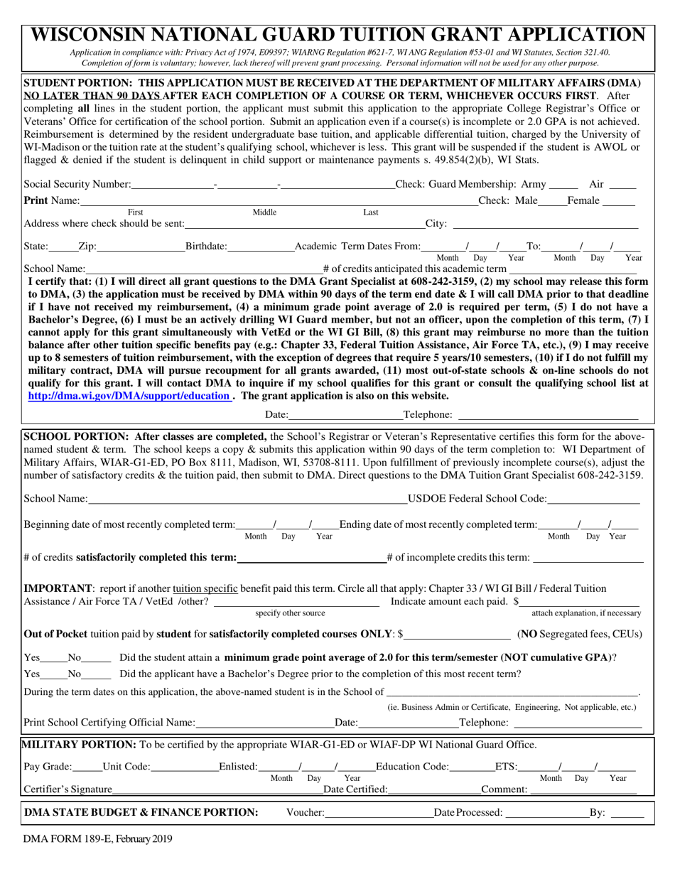 DMA Form 189E Fill Out, Sign Online and Download Printable PDF