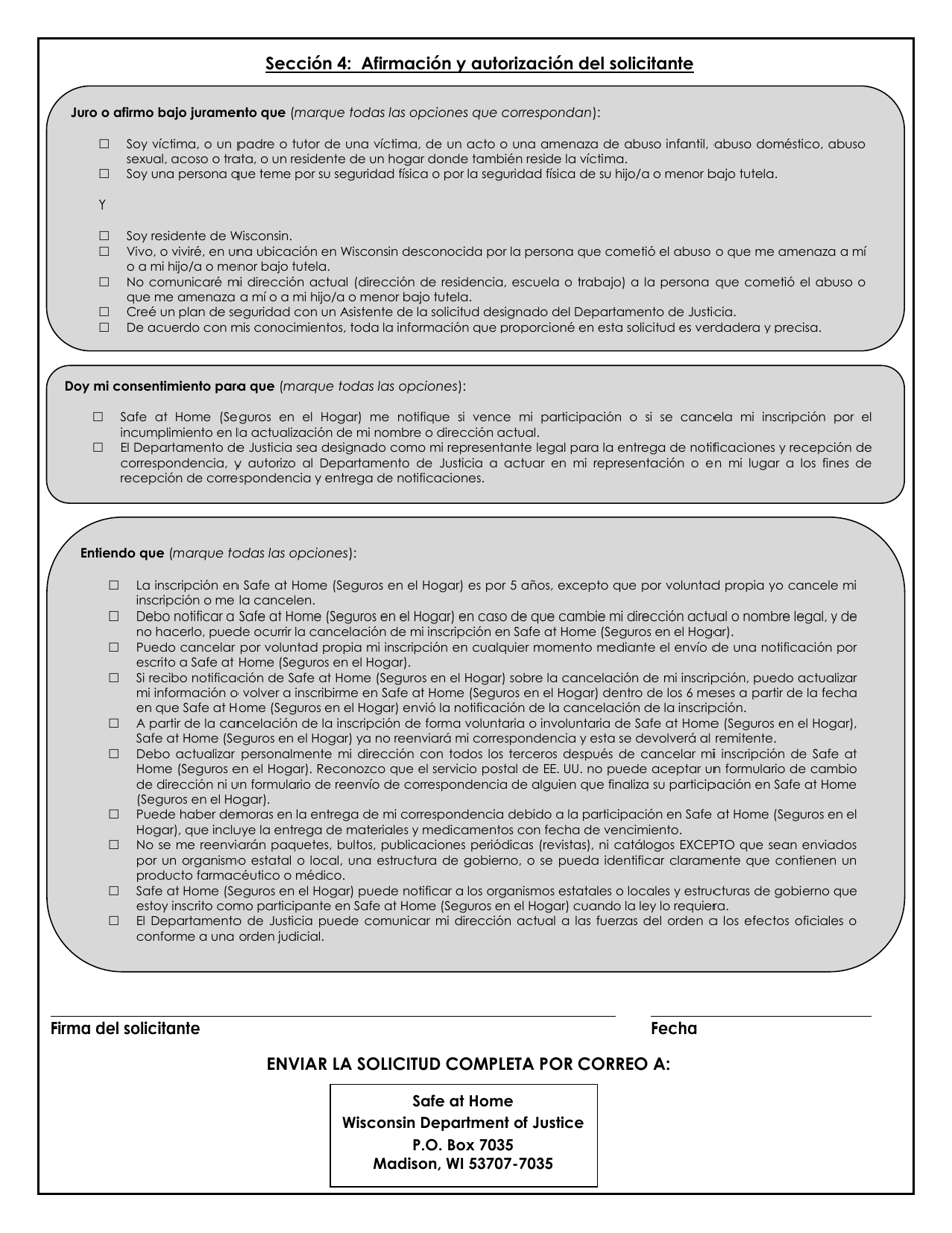 Seguros En El Hogar Solicitud - Wisconsin (Spanish), Page 4