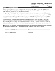 Form 3400-220 Delegation of Signature Authority (Dsa) - Wpdes General Permit Discharge - Wisconsin, Page 2