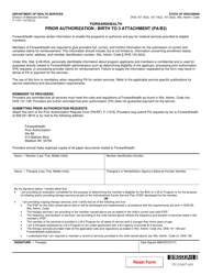 Document preview: Form F-11011 Prior Authorization/Birth to 3 Attachment (Pa/B3) - Wisconsin