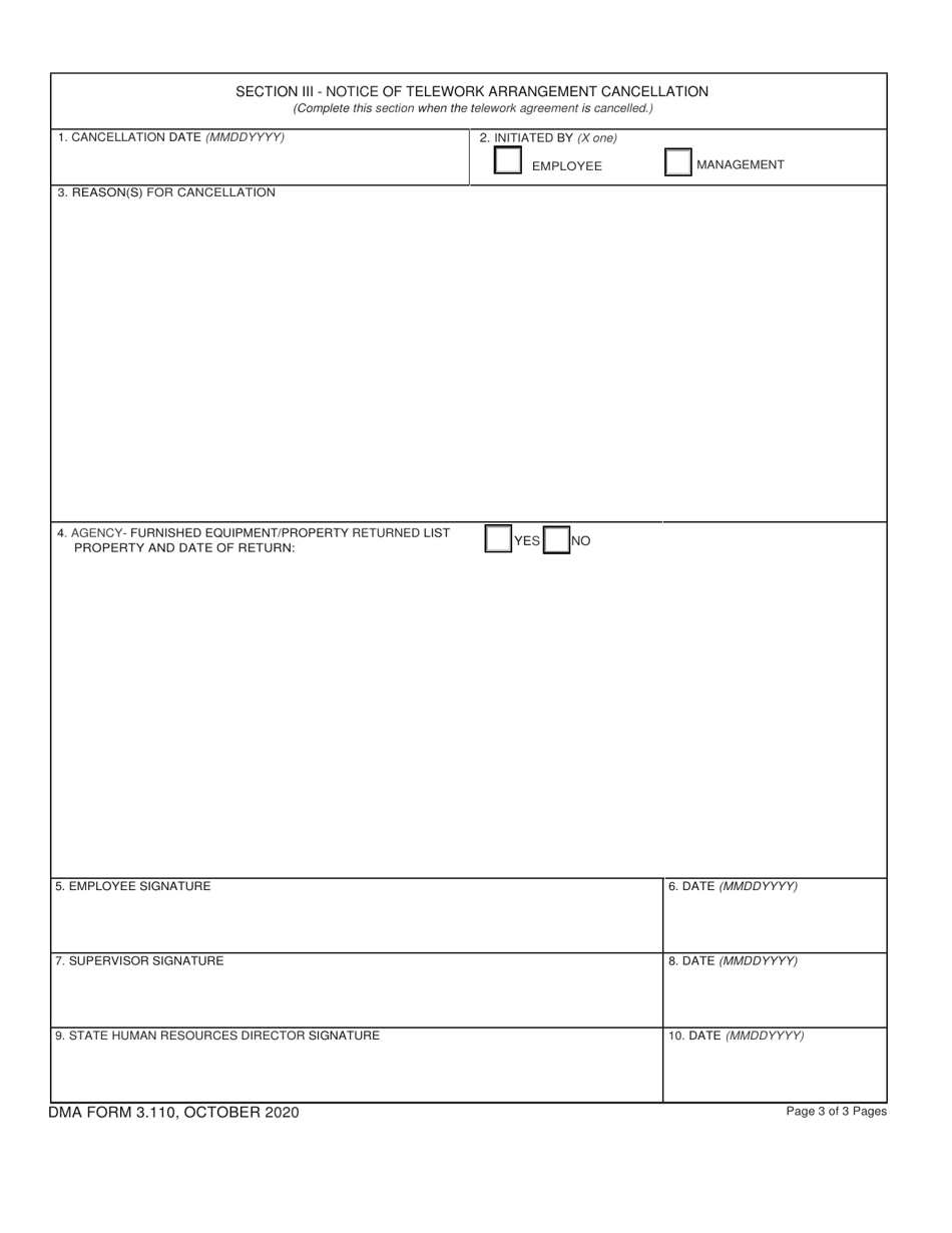 DMA Form 3.110 Telework Agreement - Wisconsin, Page 3