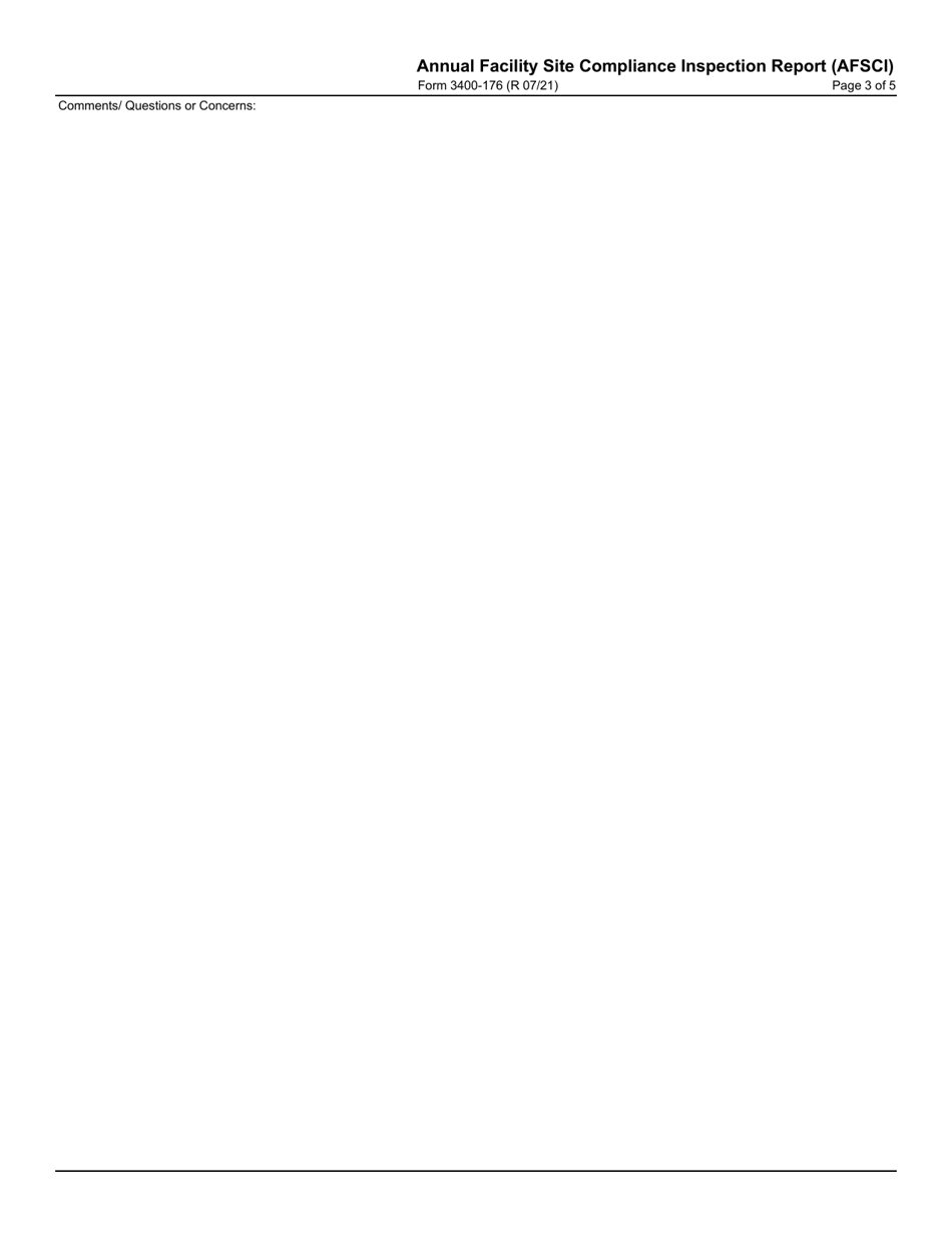 Form 3400-176 Annual Facility Site Compliance Inspection Report (Afsci) for Storm Water Discharges Associated With Industrial Activity Under Wisconsin Pollutant Discharge Elimination System (Wpdes) Permit - Wisconsin, Page 3