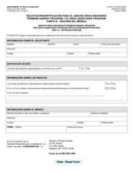 Document preview: Formulario F-44614B Parte B Solicitud/Recertificacion Para El AIDS/HIV Drug Insurance Premium Subsidy Program Y El Drug Assistance Program - Seccion Del Medico - Wisconsin (Spanish)