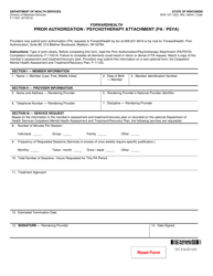 Document preview: Form F-11031 Prior Authorization/Psychotherapy Attachment (Pa/Psya) - Wisconsin
