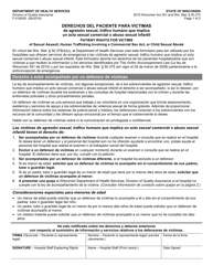 Document preview: Formulario F-01805 Derechos Del Paciente Para Victimas De Agresion Sexual, Trafico Humano Que Implica Un Acto Sexual Comercial O Abuso Sexual Infantil - Wisconsin (Spanish)