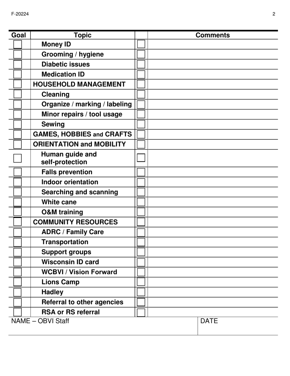 Form F-20224 Obvi Assessment / Plan / Evaluation - Wisconsin, Page 2