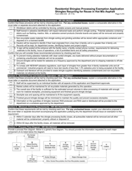 Form 4400-303 Residential Shingles Processing Exemption Application - Shingles Recycling for Reuse in Hot Mix Asphalt - Wisconsin, Page 4