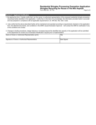 Form 4400-303 Residential Shingles Processing Exemption Application - Shingles Recycling for Reuse in Hot Mix Asphalt - Wisconsin, Page 6