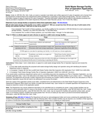 Form 4400-287 Solid Waste Storage Facility Plan of Operation Application - Wisconsin