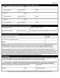 Form DMA1125 A Wisconsin Temporary Construction Facility Emergency Response &amp; Hazardous Chemical Report - Wisconsin, Page 2