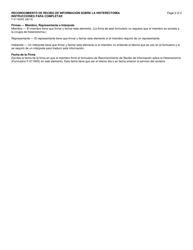 Instrucciones para Formulario F-01160 Reconocimiento De Recibo De Informacion Sobre La Histerectomia - Wisconsin (Spanish), Page 2