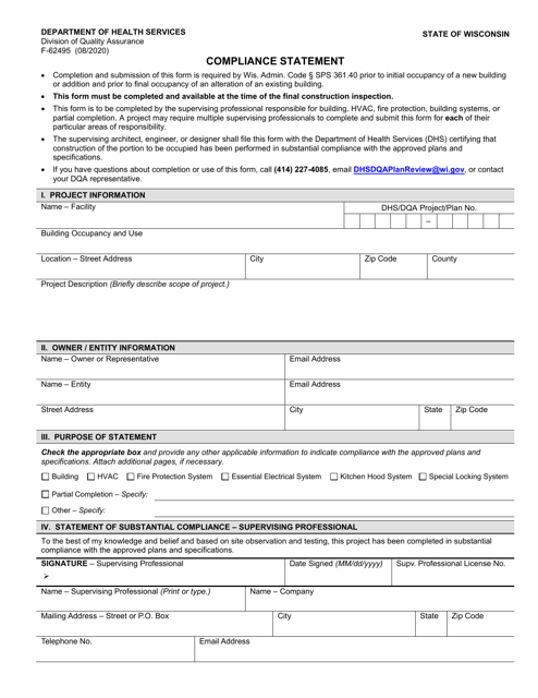 Form F-62495 Compliance Statement - Wisconsin