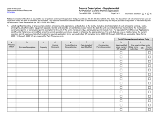 Form 4530-102 Air Pollution Control Permit Application - Source and Site Descriptions - Wisconsin, Page 2