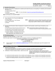Form 4530-100 Air Pollution Control Permit Application - Facility Details and Permit Actions - Wisconsin, Page 2