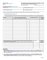 Document preview: Form 4530-130 Air Pollution Control Permit Application - Current Emissions Requirements and Status of Unit - Wisconsin