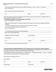 Form F-01844 Notification of Death - Accounting of Estate Funds - Wisconsin, Page 2