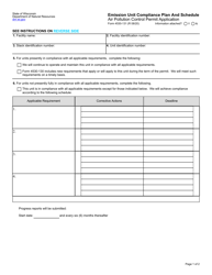 Form 4530-131 Air Pollution Control Permit Application - Emission Unit Compliance Plan and Schedule - Wisconsin