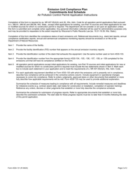 Form 4530-131 Air Pollution Control Permit Application - Emission Unit Compliance Plan and Schedule - Wisconsin, Page 2