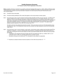 Form 4530-129 Air Pollution Control Permit Application - Facility Criteria Pollutant Emission Summary - Wisconsin, Page 2