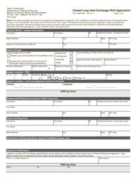 Form 3300-255 Closed Loop Heat Exchange Well Application - Wisconsin