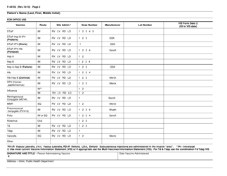 Form F-44702 Vaccine Administration Record - Wisconsin, Page 2