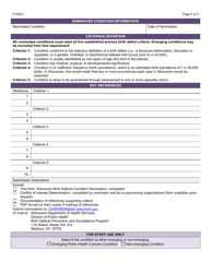 Form F-02541 Wisconsin Birth Defects Condition Nomination - Wisconsin, Page 2