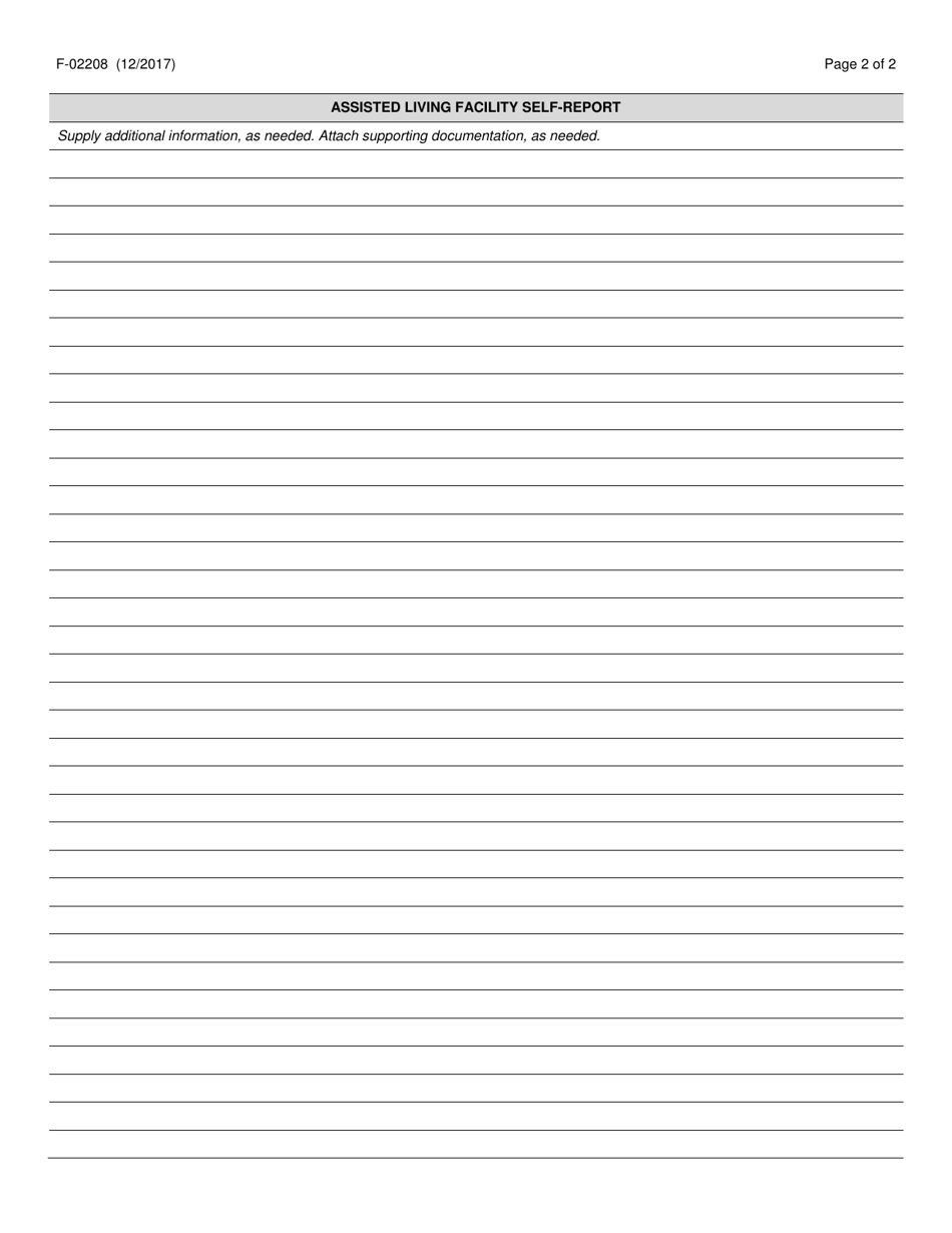 Form F-02208 Assisted Living Facility Self-report - Wisconsin, Page 2