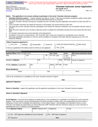 Form 8500-143 Volunteer Instructor Junior Application for Youth 12-17 - Wisconsin