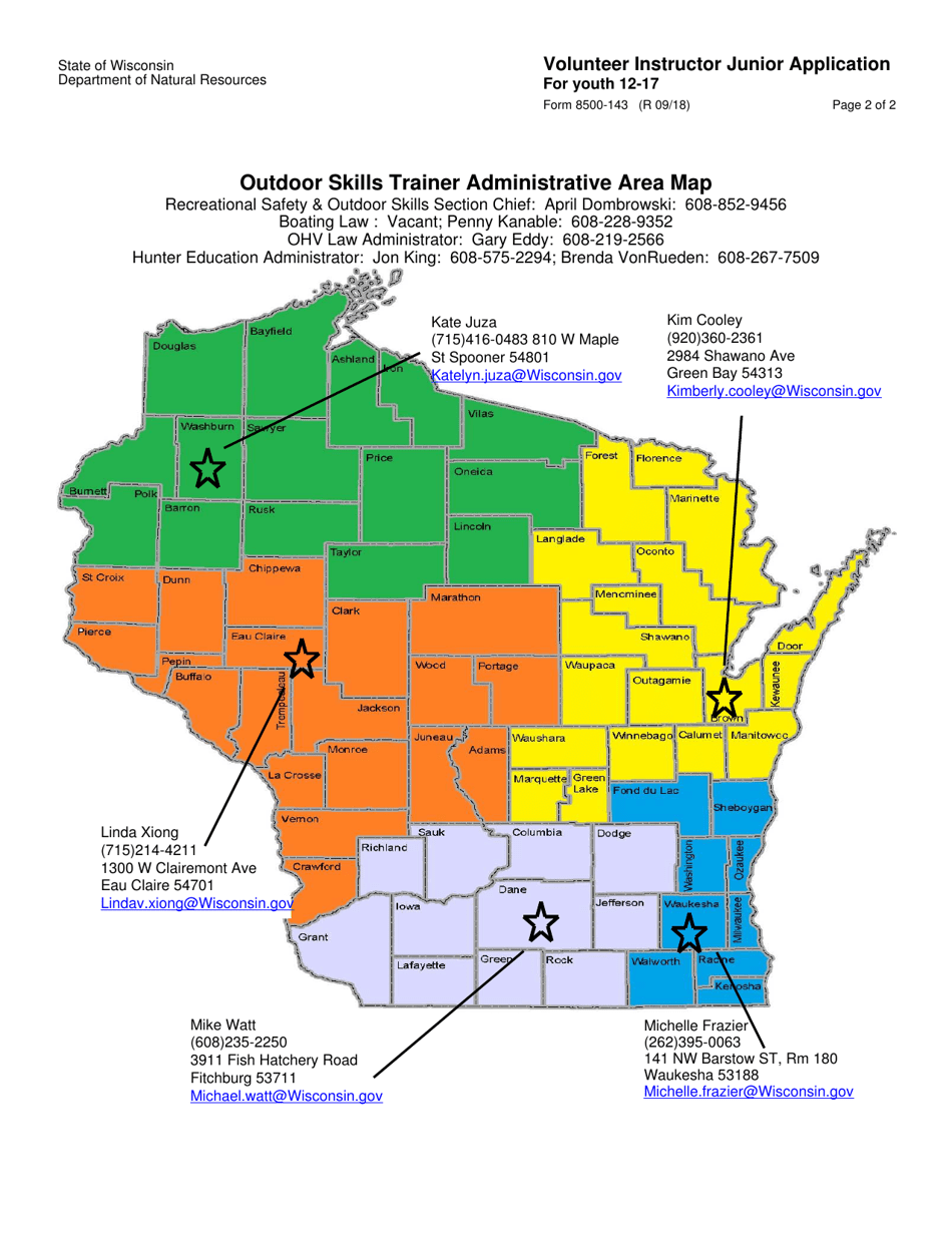 Form 8500-143 Volunteer Instructor Junior Application for Youth 12-17 - Wisconsin, Page 2