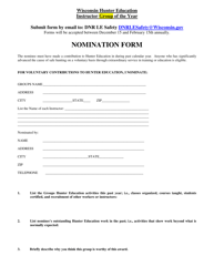 Document preview: Wisconsin Hunter Education Instructor Group of the Year Nomination Form - Wisconsin