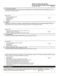 Form 2500-120 Power Equipment Safety Acknowledgment - Wisconsin State Park System - Wisconsin, Page 2