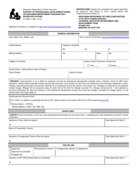 Form PI-1692-A Intern Application - Support of Professional Development Funds or Wisconsin Improvement Program (Wip) - Wisconsin