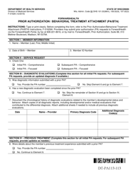 Document preview: Form F-01629 Prior Authorization/Behavioral Treatment Attachment (Pa/Bta) - Wisconsin