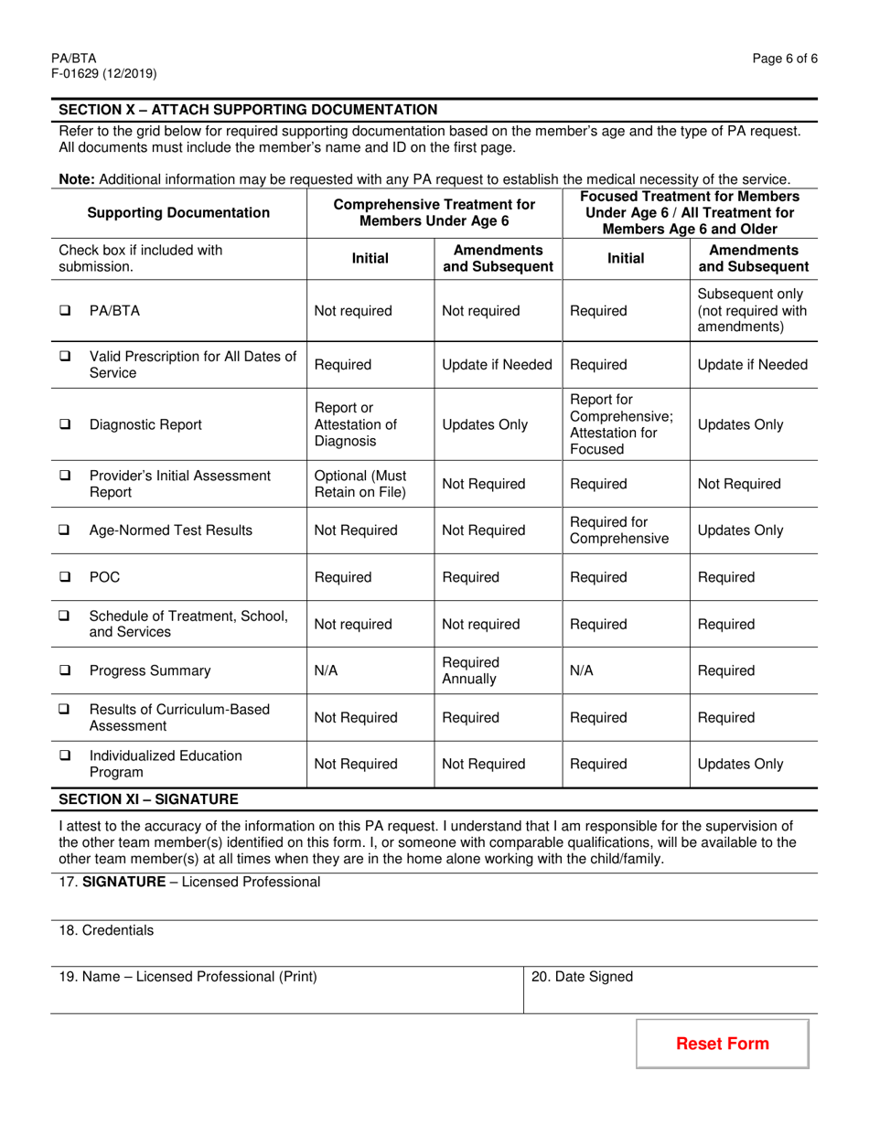 Form F-01629 Prior Authorization / Behavioral Treatment Attachment (Pa / Bta) - Wisconsin, Page 6