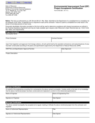 Document preview: Form 8700-280 Project Acceptance Certification - Environmental Improvement Fund (Eif) - Wisconsin