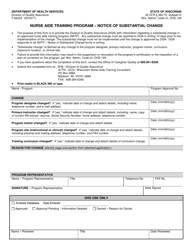 Document preview: Form F-62224 Notice of Substantial Change - Nurse Aide Training Program - Wisconsin